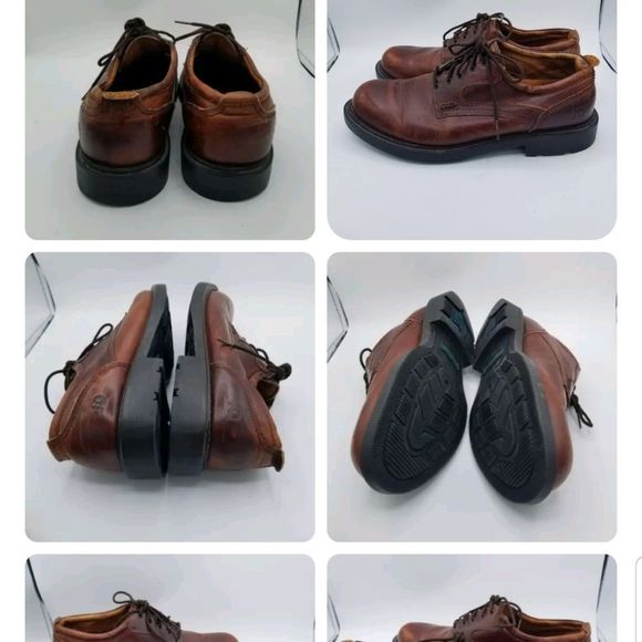 Dunham Mens Derby Shoes Brown Leather Lace Up Stitching Round Toe 10.5D main image 5